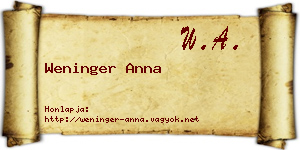 Weninger Anna névjegykártya